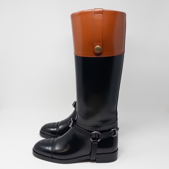 Gucci Zelda Horsebit Double G Harness Riding Jumping Boots GG Womens 37 EU 7 US - Picture 4 of 14